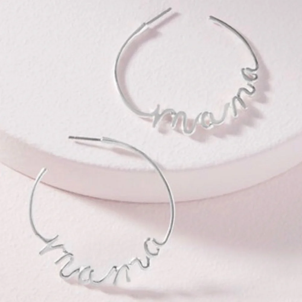 Stella & Dot | SILVER Mama Hoop Earrings - Picture 8 of 9